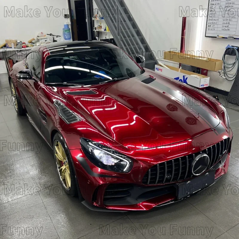 5x59FT Glossy Color Dragon blood Red Liquid Metallic Series Color PET Car Body Decorative Vinyl Wrap PPF Paint Protection Film