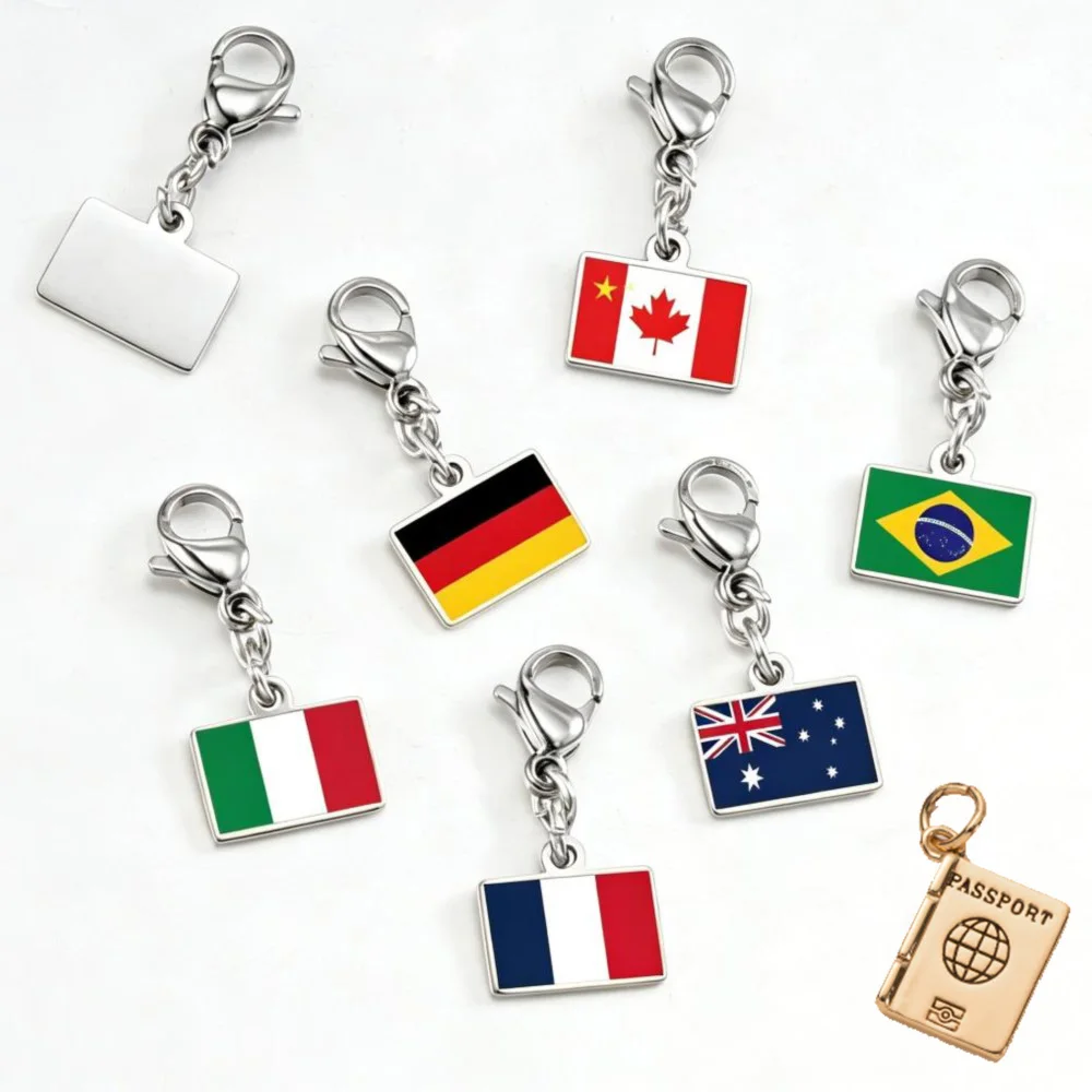 Fashion Flag Pendant For Women Men Cute Flag Charm Bracelet DIY Making Silver Color Jewelry Neckalce Accessories Wholesale