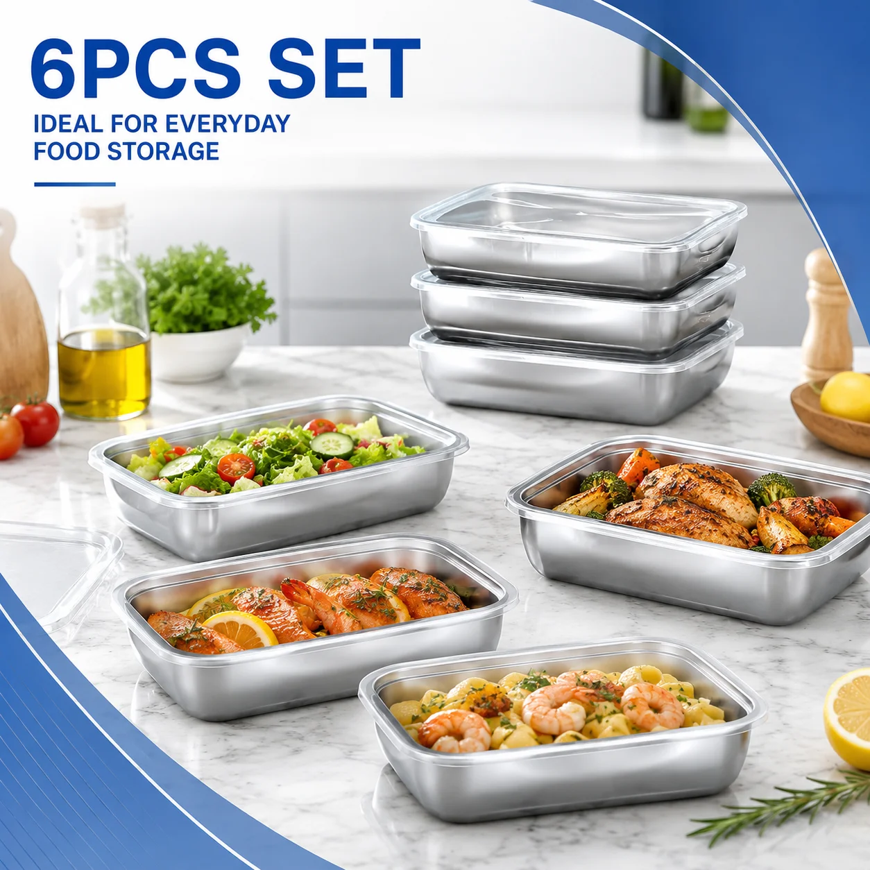 6PCS Stainless Steel Refrigera - Meal Prep Pork ulasan dan harga