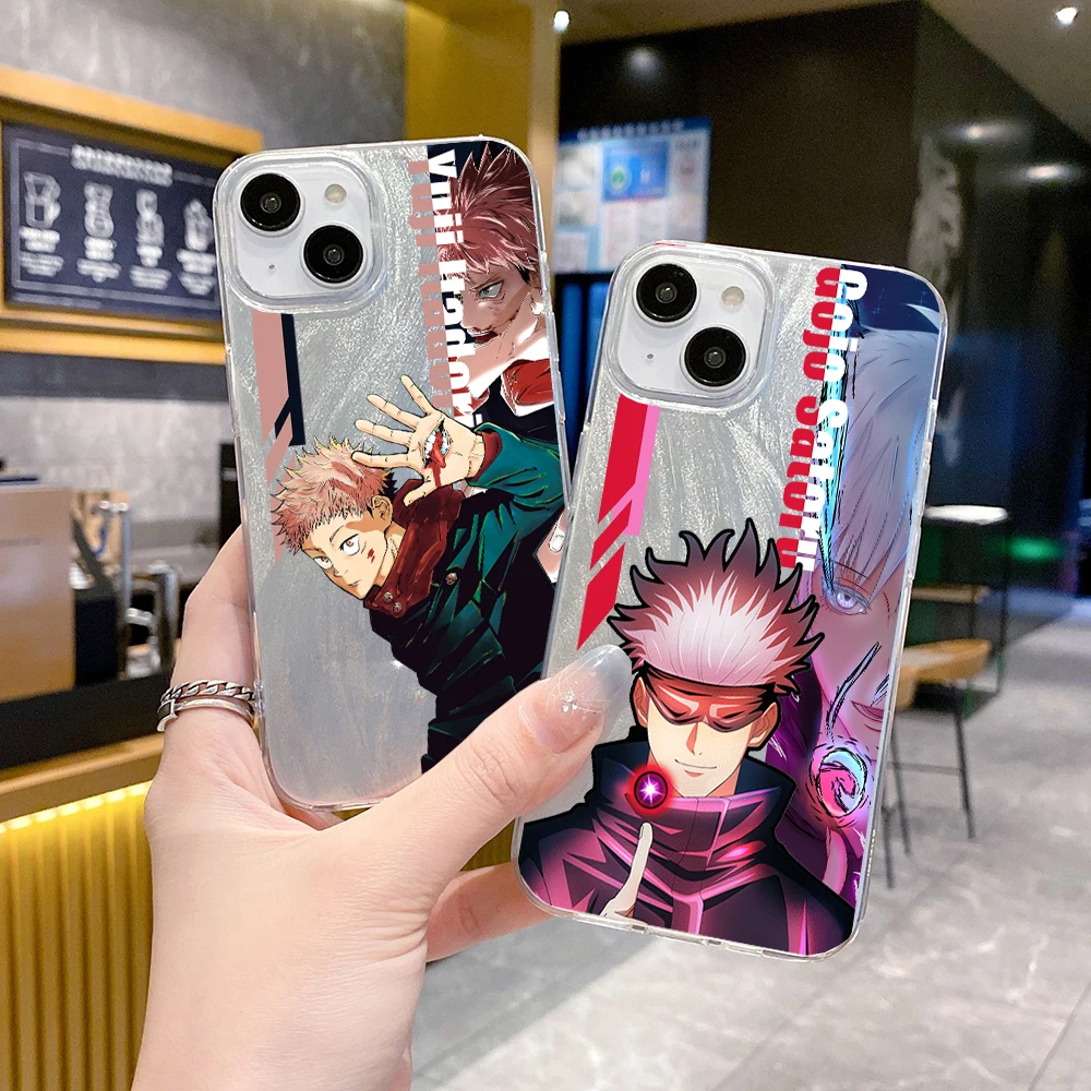 Japanese Anime Jujutsu Kaisen Clear Feather Laser Phone Case FOR VIVO Y12 Y11 Y10 Y5 Y3 Y2 Y01 T A S1 V25 V21E V29 E LITE S 5G