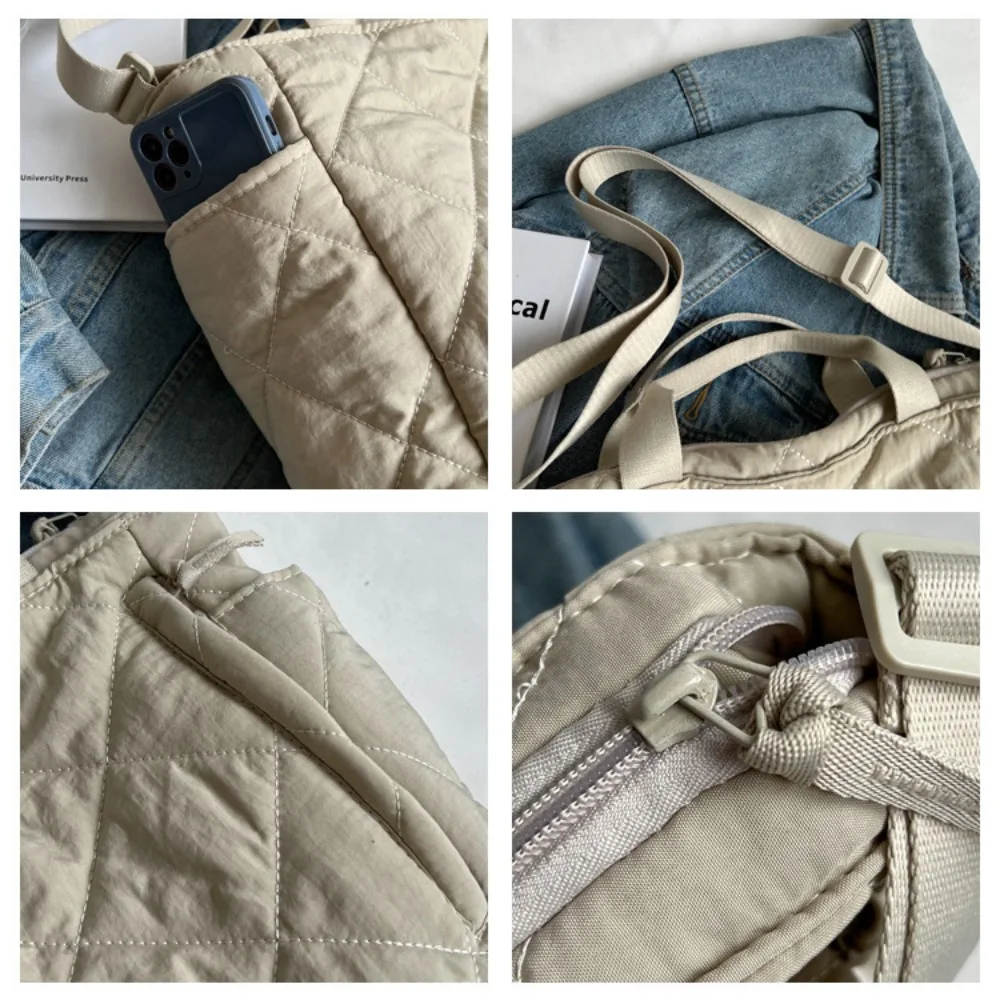 

Корейский стиль, клетчатая сумка на плечо, повседневная большая вместительная стеганая сумка-пуховик, космическая хлопковая однотонная сумка-тоут для подмышек, женская сумка