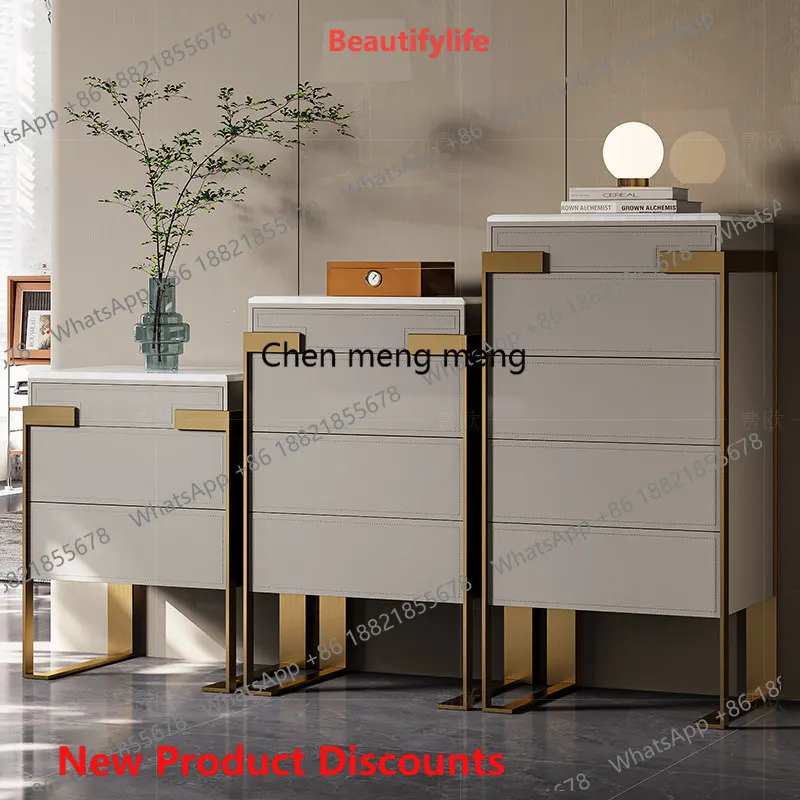 03 Light luxury modern simple custom high-end bedroom marble drawer storage cabinet three, four or six chest of drawers