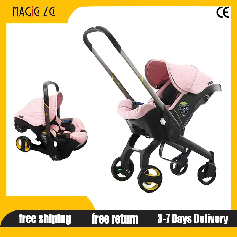 

4-in-1 Baby Stroller with Car Safety Seat Lightweight Foldable Carriage Newborn Travel System Safe and Stable Buggy New Pram