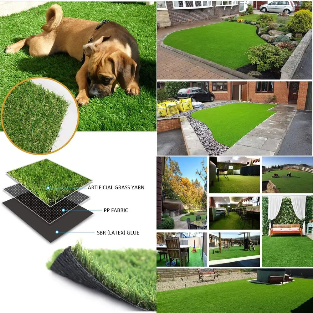 

Искусственный газон 3х6 метров (200 кв. футов), толщиной 0,8 дюйма, реалистичный, для использования внутри и снаружи помещений, с дренажными отверстиями