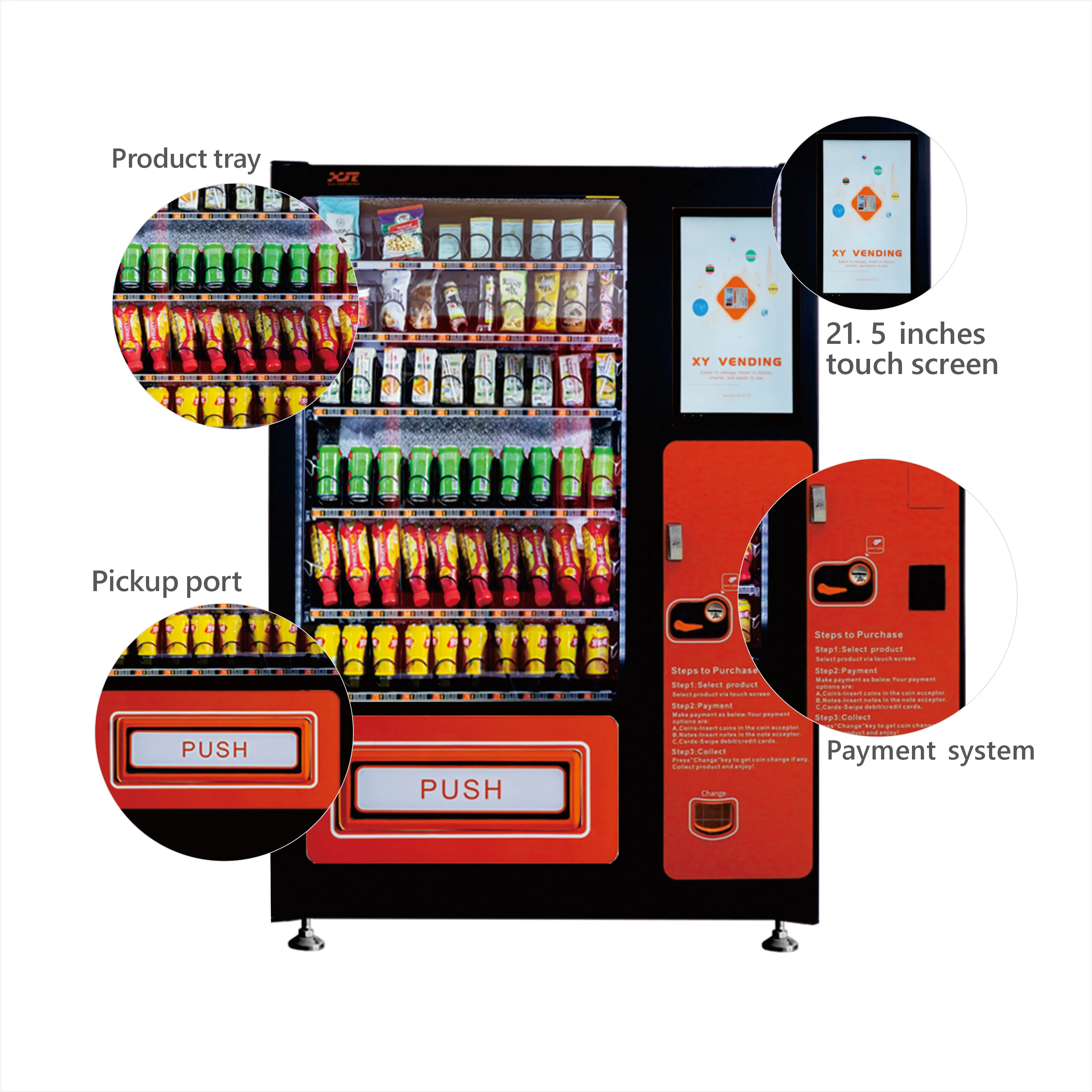 For 21.5-Inch touchscreen/advertising vending machine for snack and beverage bottles at the manufacturer