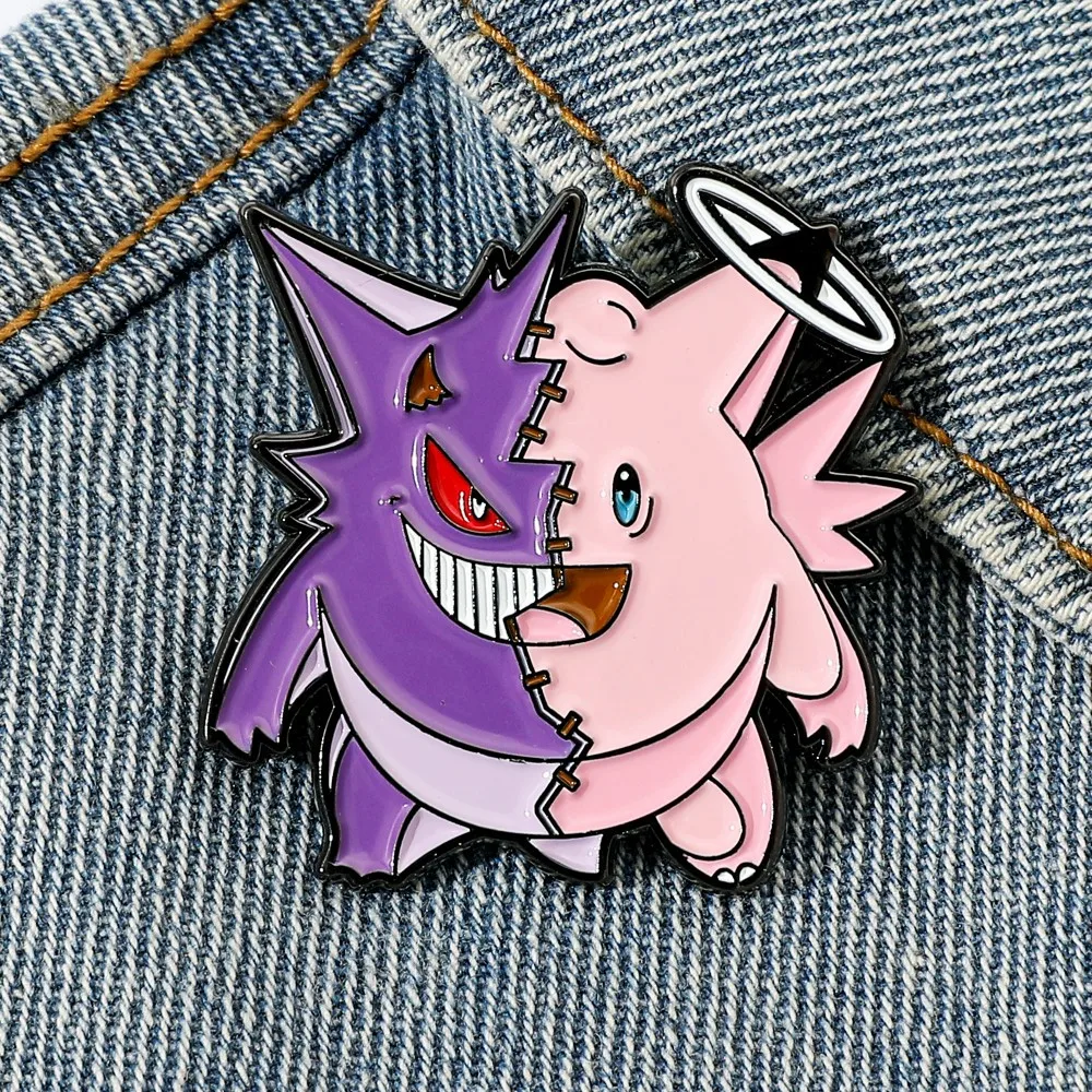 Anime Gengar Enamel Pin Demigod Demon Pikachu Charizard Snorlax Brooches For Clothing Backpack Lapel Badges Accessories Gifts