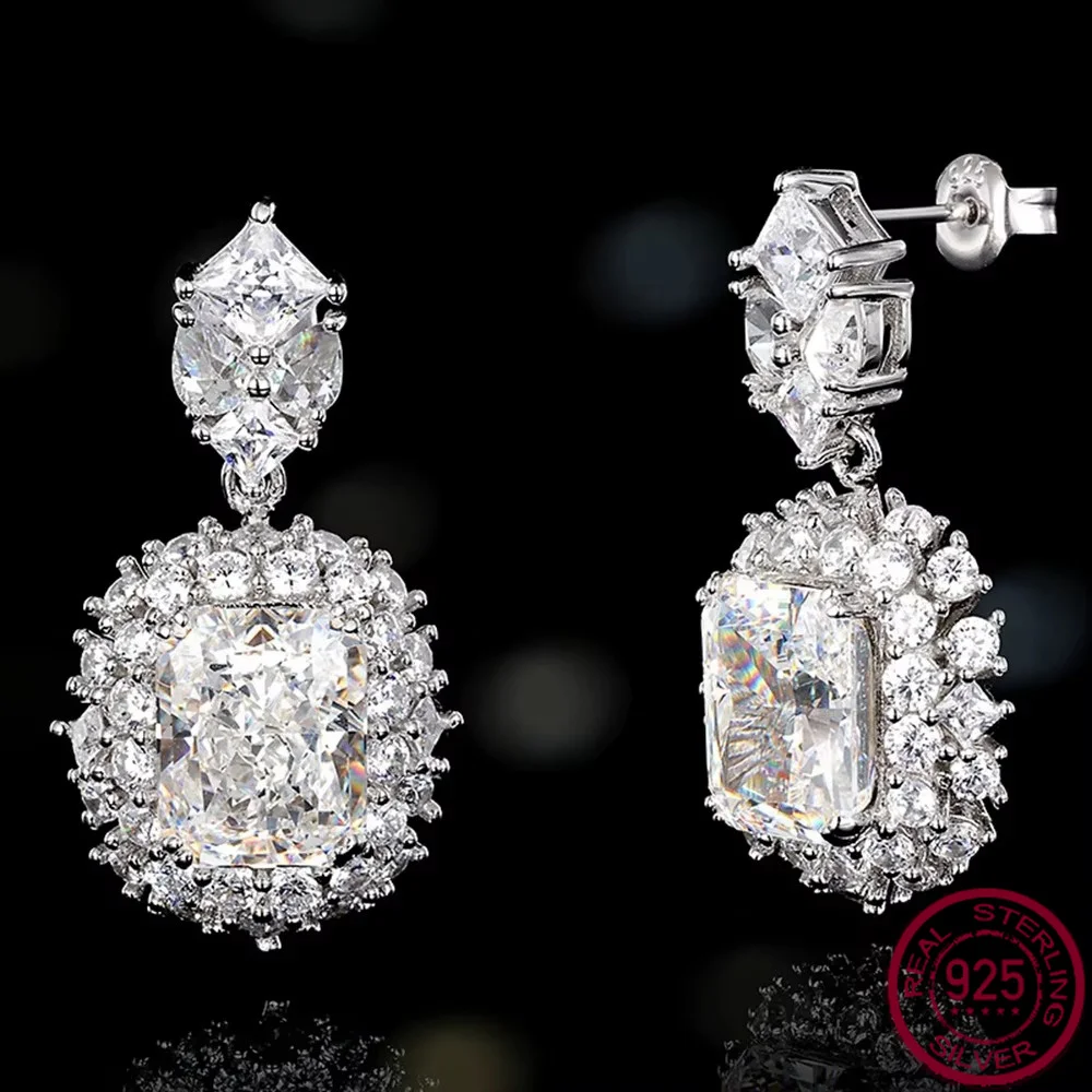 Yaranyan 925 Sterling Silver Crushed Ice Cut G Color Lab Sapphire Gemstone Drop Dangle Earrings Fine Jewelry Anniversary Gift