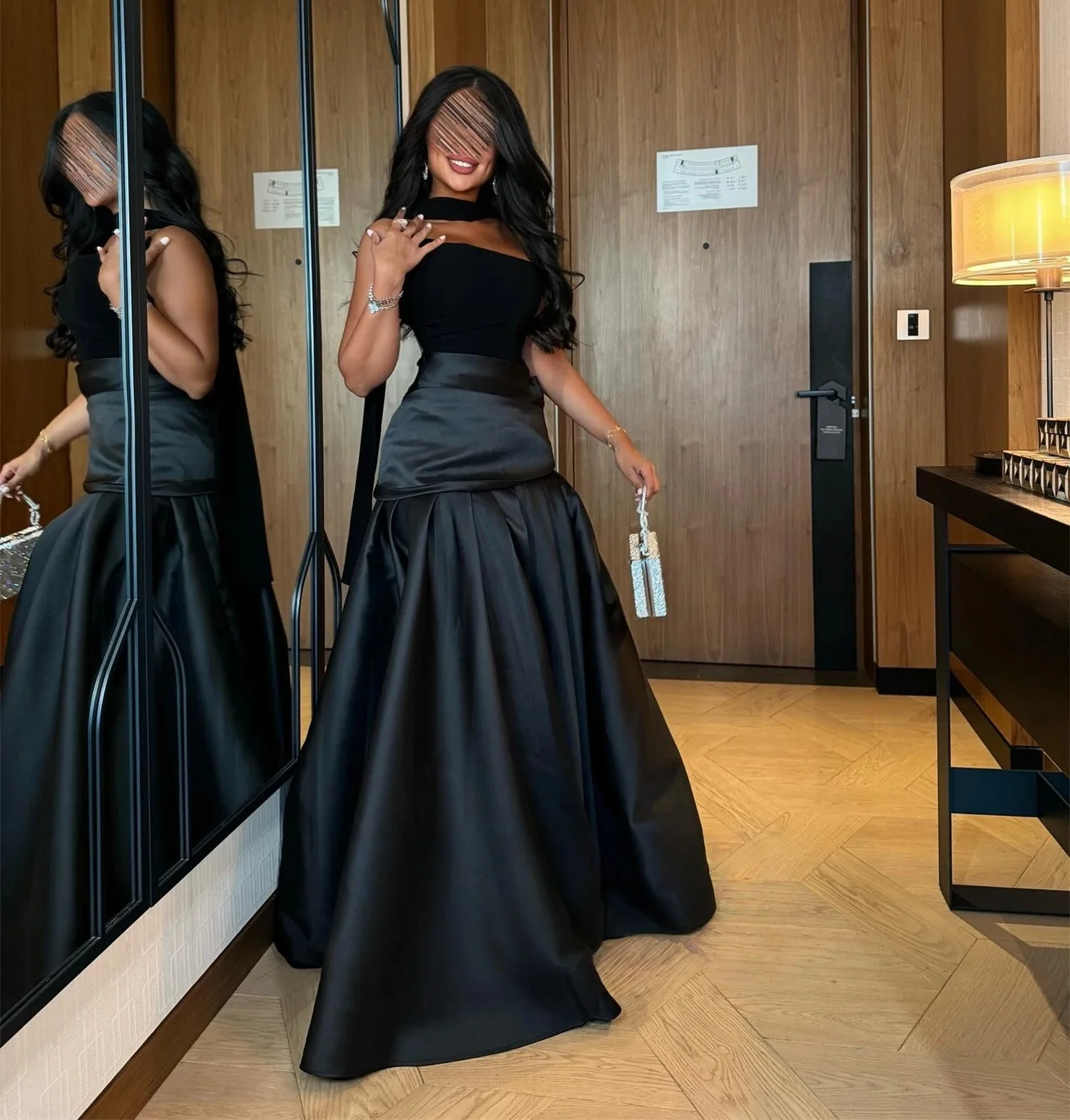 

Black Women Long Bespoke Occasion Gown Evening Dresses Pastrol Unisex Jersey Retro Dubai Saudi Arabic Israel Prom Customized