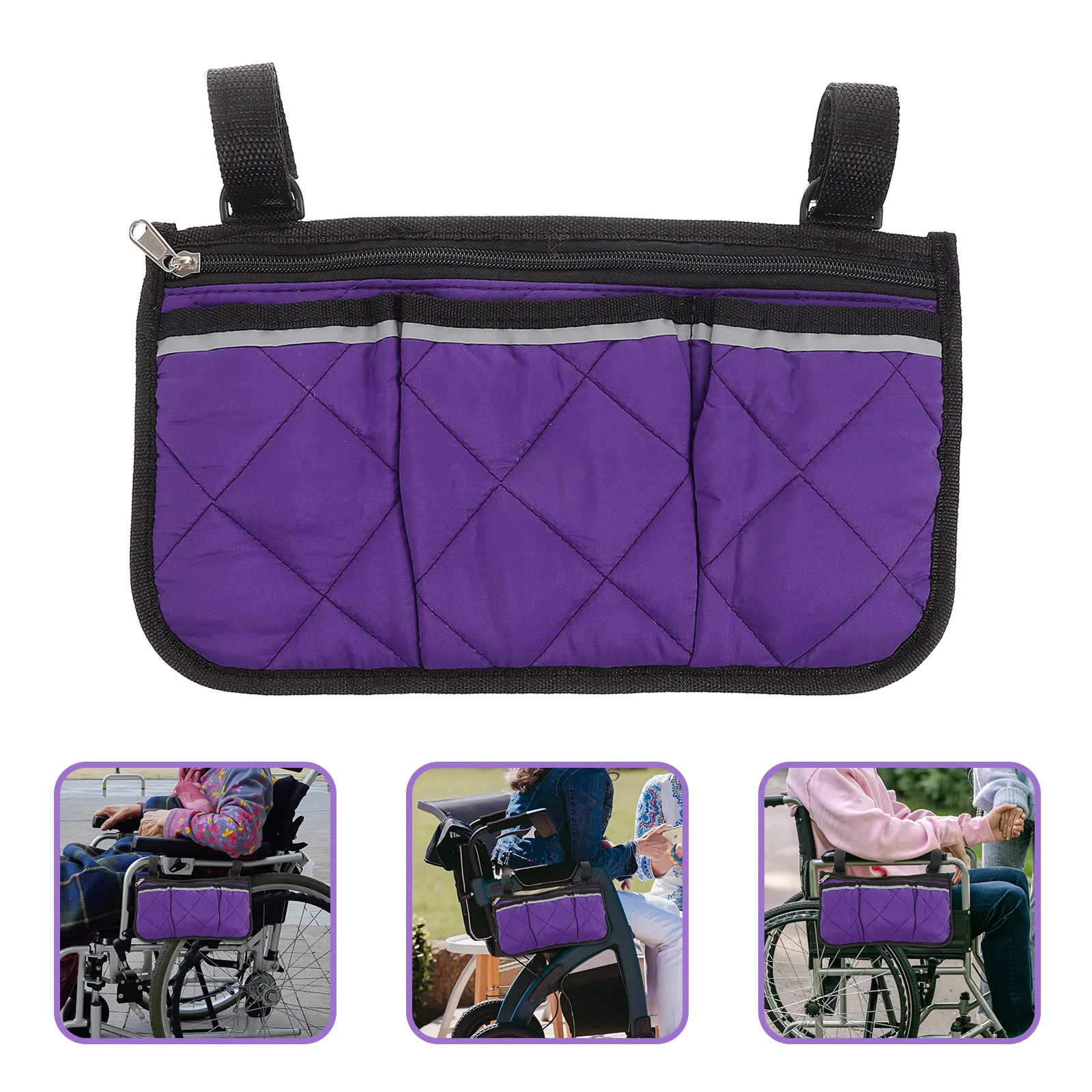 

Стильная сумка-органайзер на подлокотник для инвалидных колясок, большая вместительная боковая сумка для инвалидных колясок, складных ходунков, детских колясок, мягкая, износостойкая