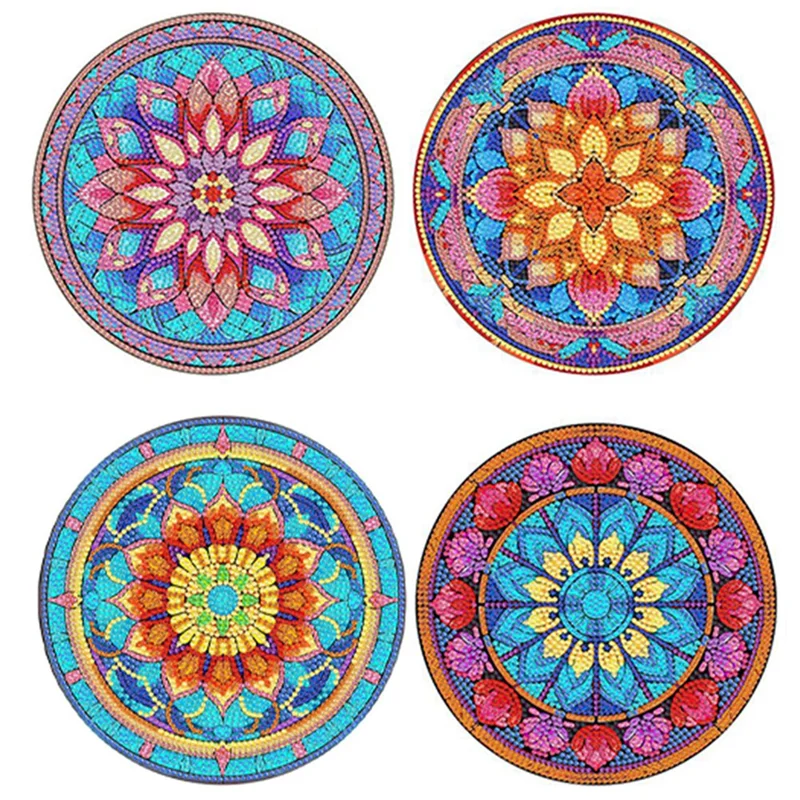 

4Pcs DIY Diamond Art Painting Placemat Round Non-Slip Acrylic Table Mats For Table Decor Durable Easy Install Easy To Use A