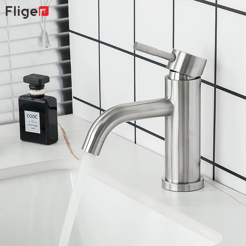 Fliger Basin Faucet Black Gold Bathroom Sink Faucet Hot Cold Water Mixer Faucet Bathroom Washbasin Faucet grifos de lavabo