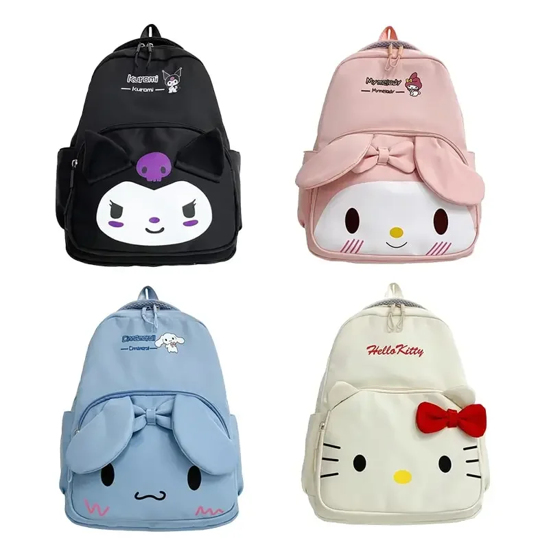 

Вместительный рюкзак Sanrioed из аниме Kuromi Melody Cinnamoroll Hello Kitty, милый школьный портфель, Студенческая мультяшная сумка через плечо, подарок