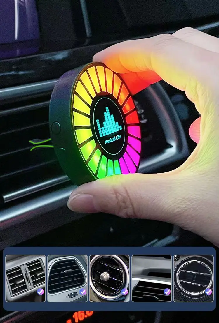 Car Fragrance Aromatherapy Light LED RGB Control Intelligent Ambient Music Rhythm Lamp For All Car modes