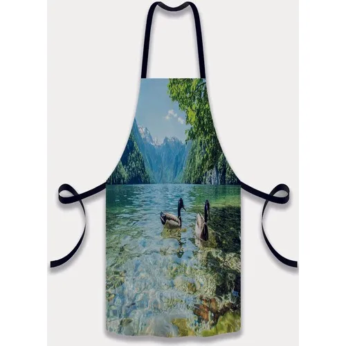 Else Carpet Else Green Duck Lake Scenery Patterned Fabric Chef Dish Kitchen Apron and Towel