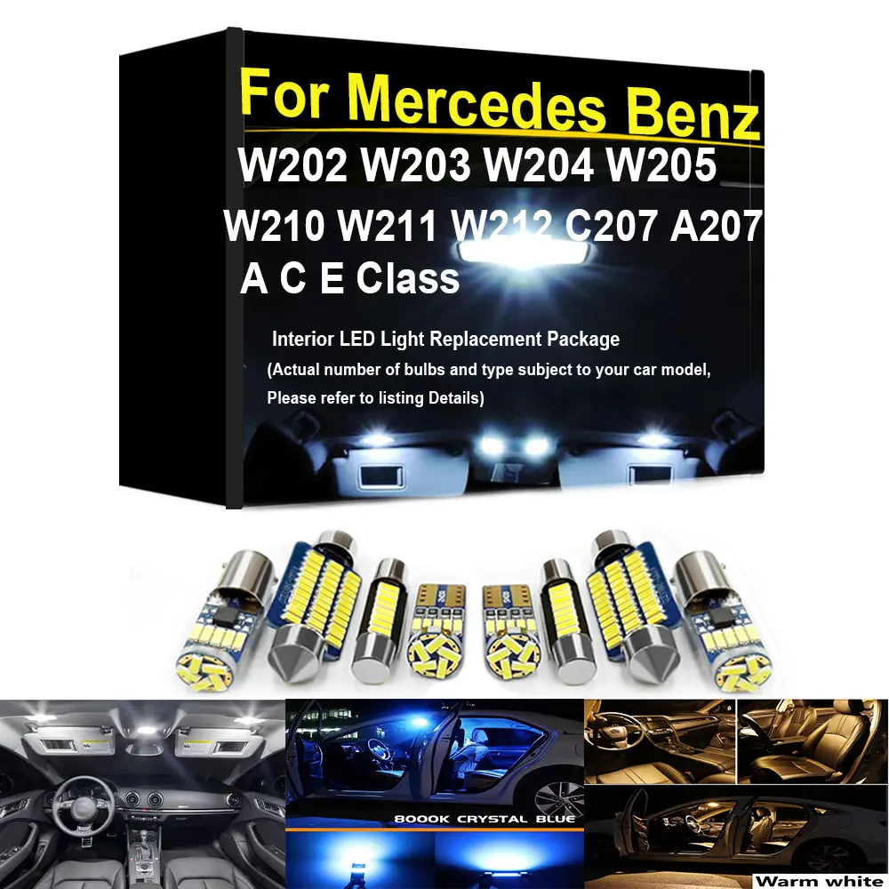 Car Interior LED Lights Kit For Mercedes Benz A C E Class W202 W203 W204 W205 W210 W211 W212 C207 A207 Saloon Accessories