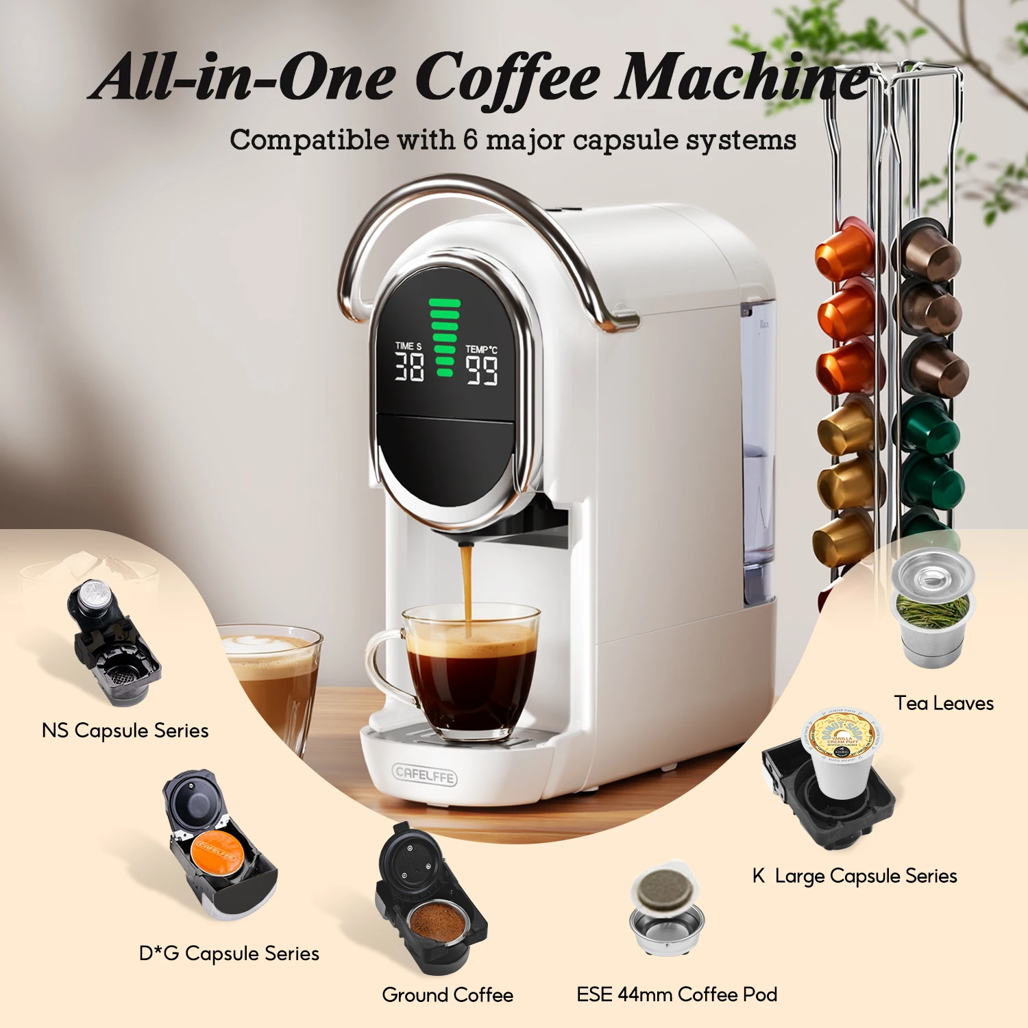 CAFELFFE MK-609S Upgrade 6 in 1 Capsule Coffee Maker with