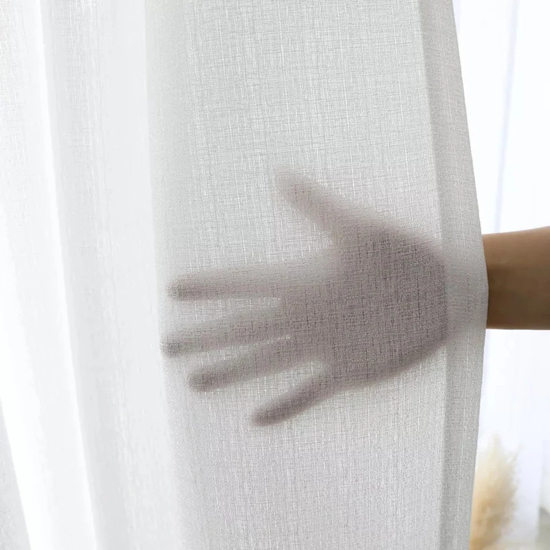 Cortinas bordadas a rayas blancas, cortina moderna de poliéster para dormitorio, ventana salediza, cortina de tul transparente para sala de estar,