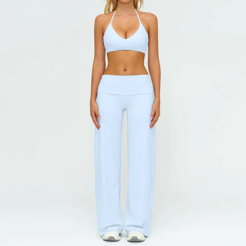 BIANHUI المرأة رياضية اليوغا مجموعة فضفاضة عادية المرأة الرياضة في الهواء الطلق طويلة الأكمام 2/3 قطعة مجموعة ملابس رياضية امرأة الصالة الرياضية الملابس