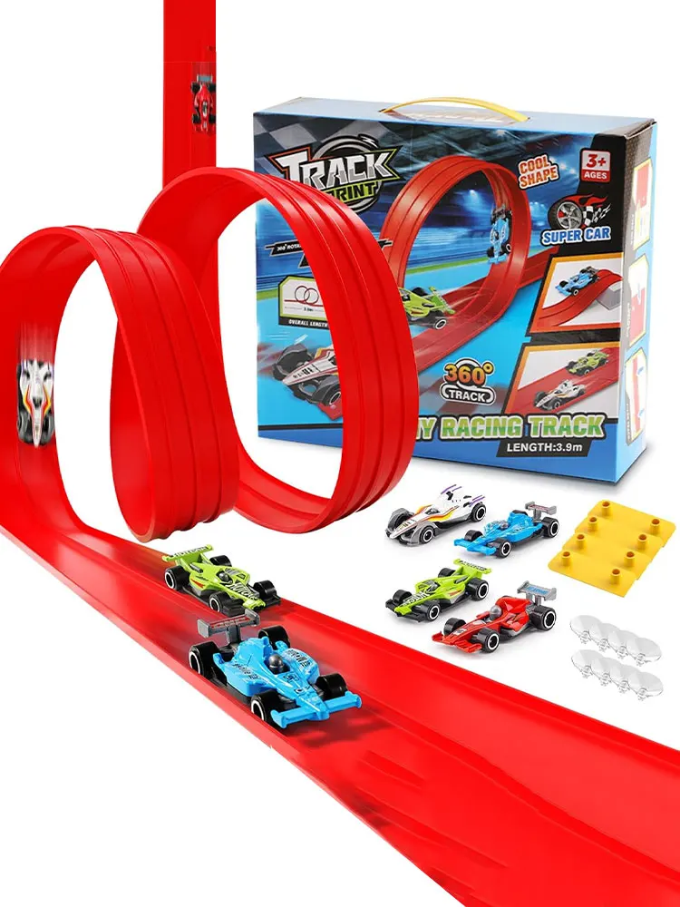 Flexibele Racebaan Kinderen Speelgoed DIY Double-track Racewagen Oprit Compatibel 1/64e Auto Draagbare Rolls Up Jongen kerstcadeau - afbeelding 2