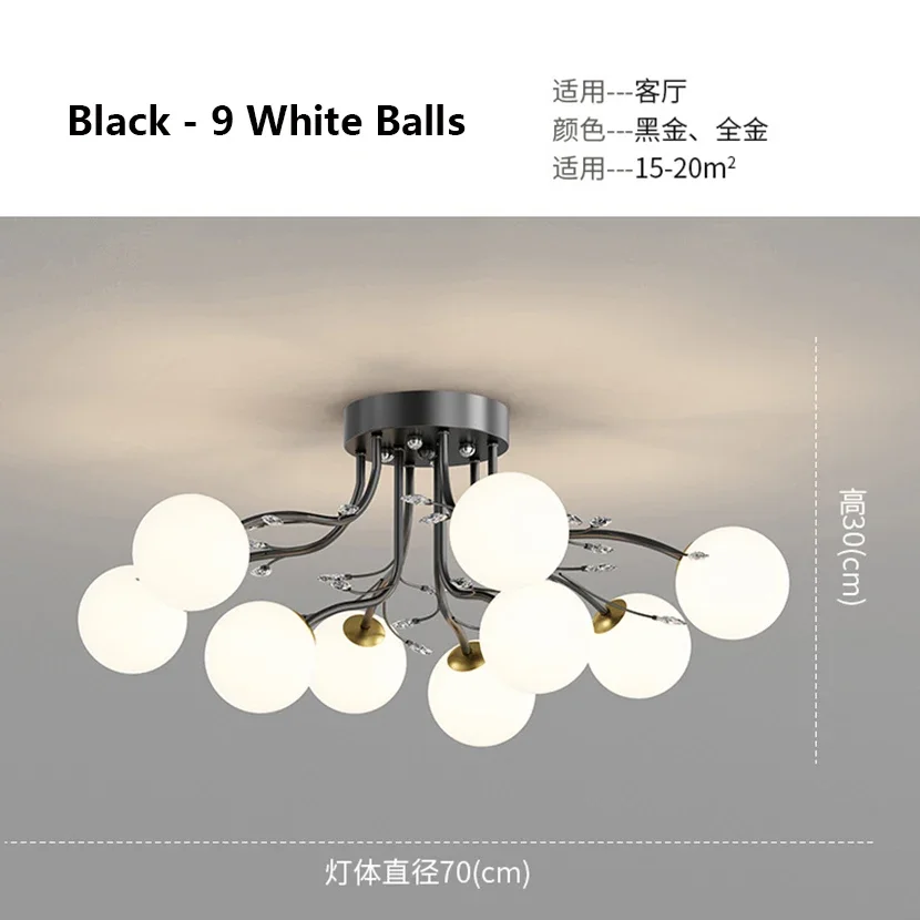 Nordic Glazen Bol Plafond Kroonluchter Goud voor Woonkamer Eetkamer Slaapkamer Decor Hanglamp Thuis Binnenverlichting lusters Armatuur - afbeelding 1