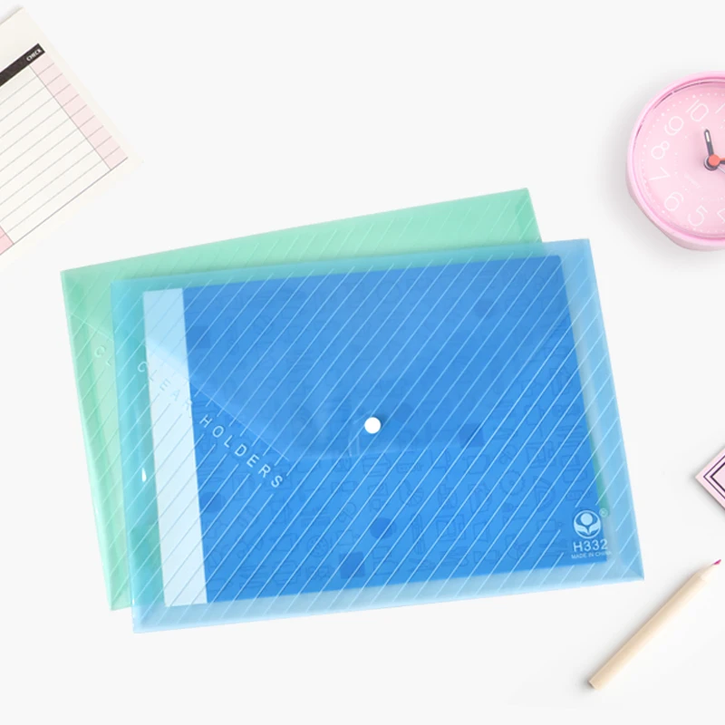 Buste per documenti impermeabili in PP trasparente addensato da 5 pezzi con tasche per documenti a scatto