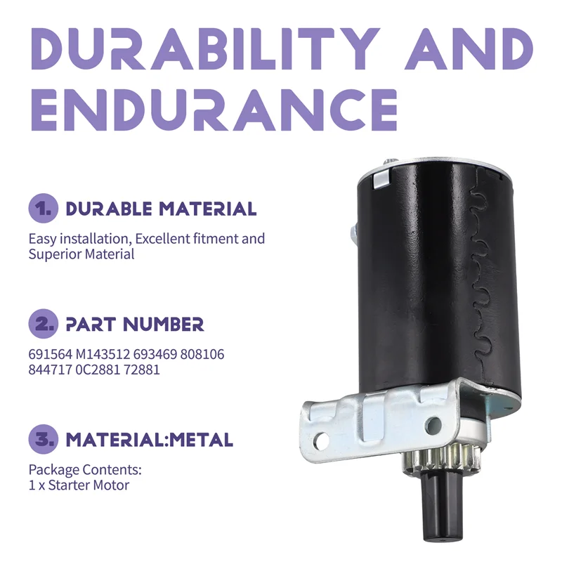 Motor de arranque de engranaje de acero A43T 691564 para John Deere Toro Cub Cadet Briggs 16 18 HP M143512 693469 808106 844717 0C2881 72881