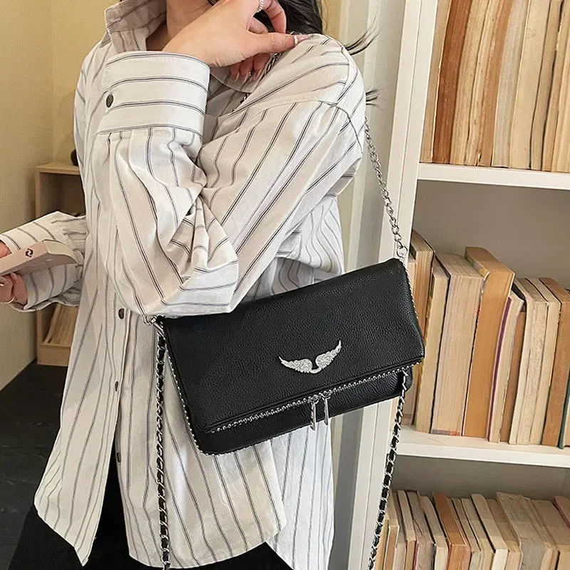 Bolso de hombro y bandolera de moda 2026, bolso cuadrado pequeño con alas para mujer, monedero pequeño y bonito, bolso de mano versátil y elegante