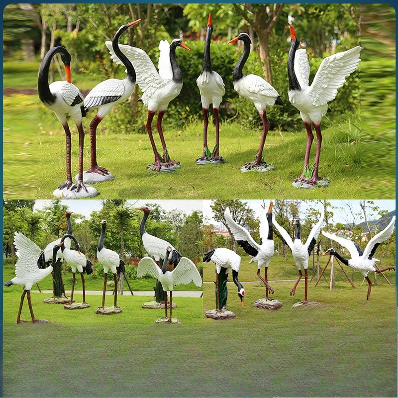 

Outdoor simulation crane red-crowned crane fiberglass sculpture ornament villa courtyard park community garden decoration sketch