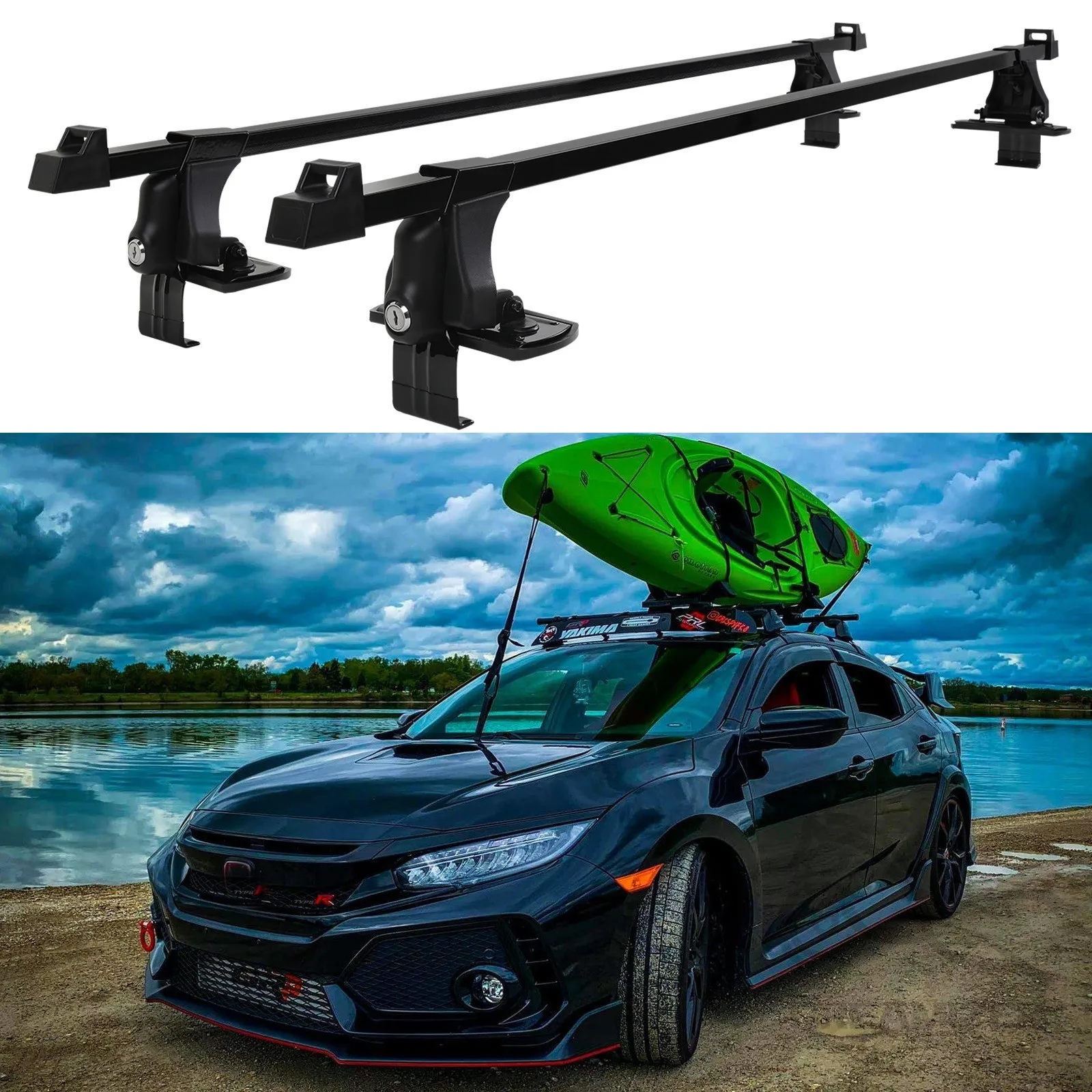 

1 Pair Universal 54" Roof Rack Cross Bar Cargo Kayak Bike Carrier For Honda Civic Sedan Hatchback