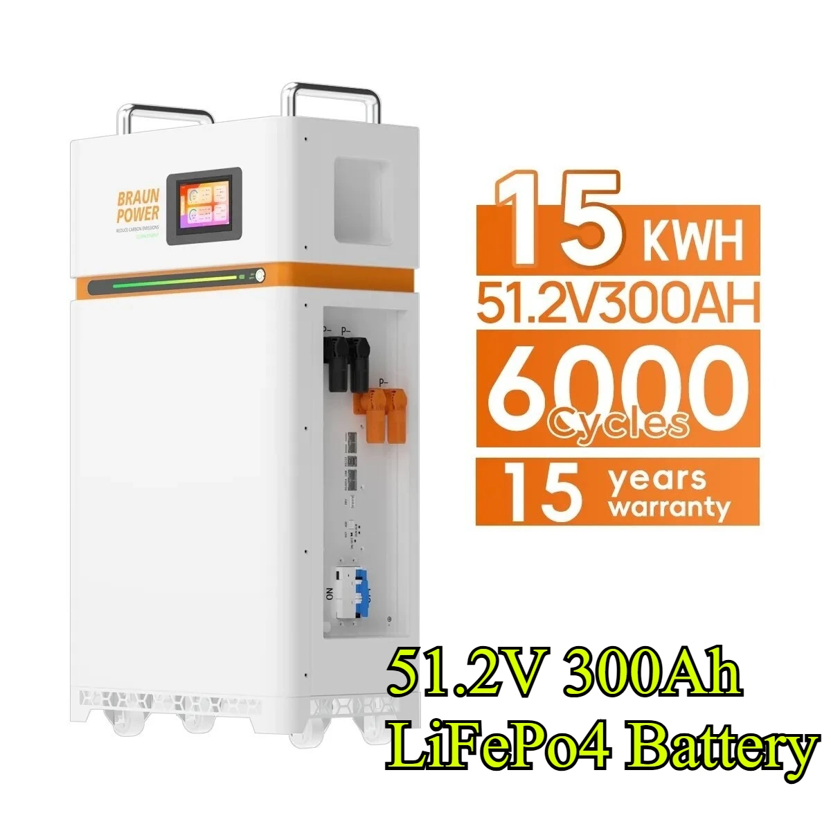 

Solar Energy 15kWh Home Energy Storage Battery Easy-to-Move 51.2V 300Ah LiFePo4