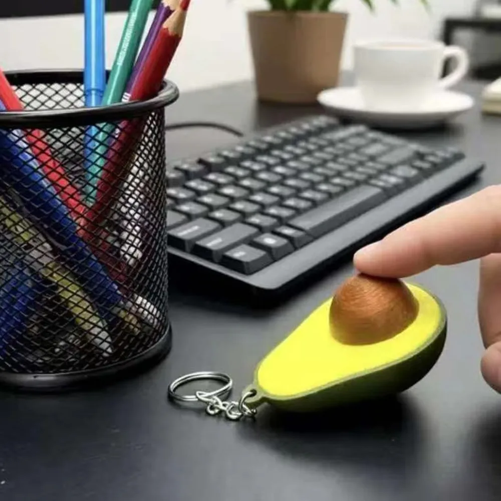 Simulation Avocado Clicker Keychain Calming Sensory Fidget Keychain Bag Pendant Funny Finger Button Pendant ADHD Anxiety
