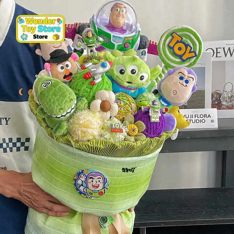 

Toy Story Buzz Lightyear Plush Bouquet With Alien Woody Rex Stuffed Cartoon Dolls Birthday Valentine Gift For Boys Boyfriends