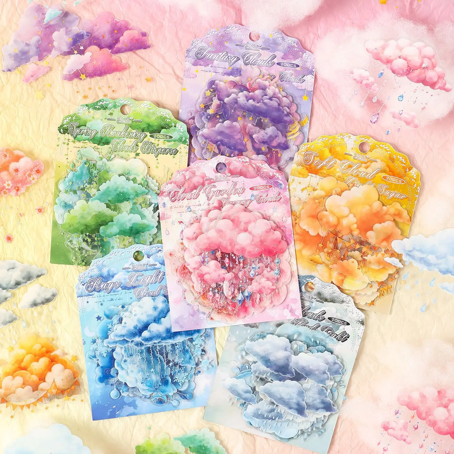 24sets/1lot Kawaii Scrapbook Stickers Dreamy clouds Junk Journal Gold Planner Stationery Sticker Planner Decorative