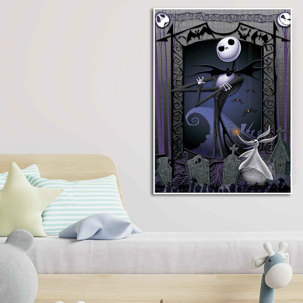 The Nightmare Before Christmas Jack Skellington Portrait Poster Disney Wall Art Canvas Painting Print Room Decor Picture Cuadros