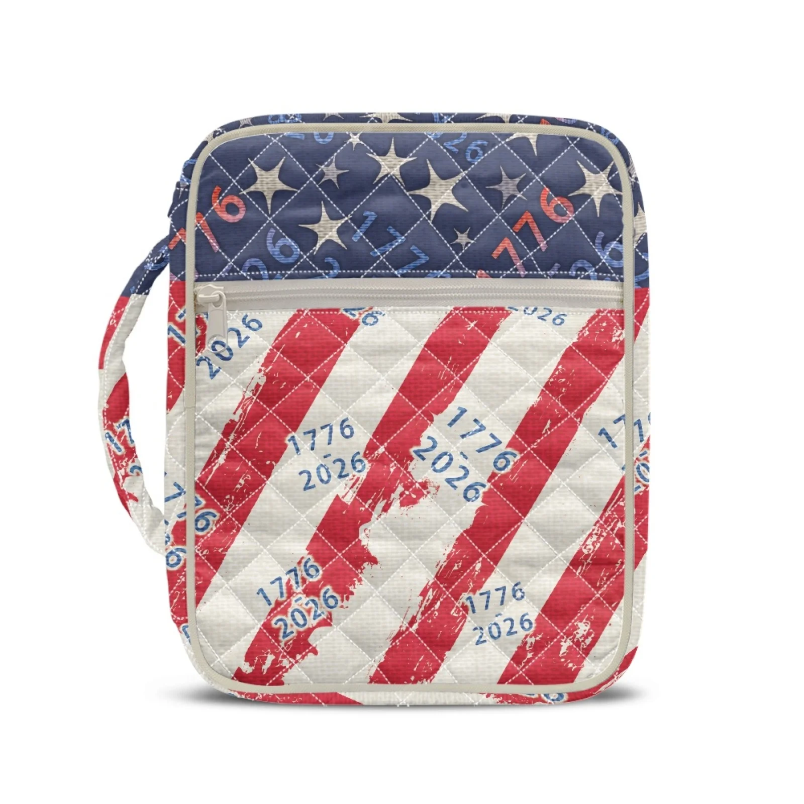 Coloranimal 1776 2026 Stars Stripes 2026 Collection Pockets Bible Carrier Tote Bag for Daily Life Quilted Bible Cover Case