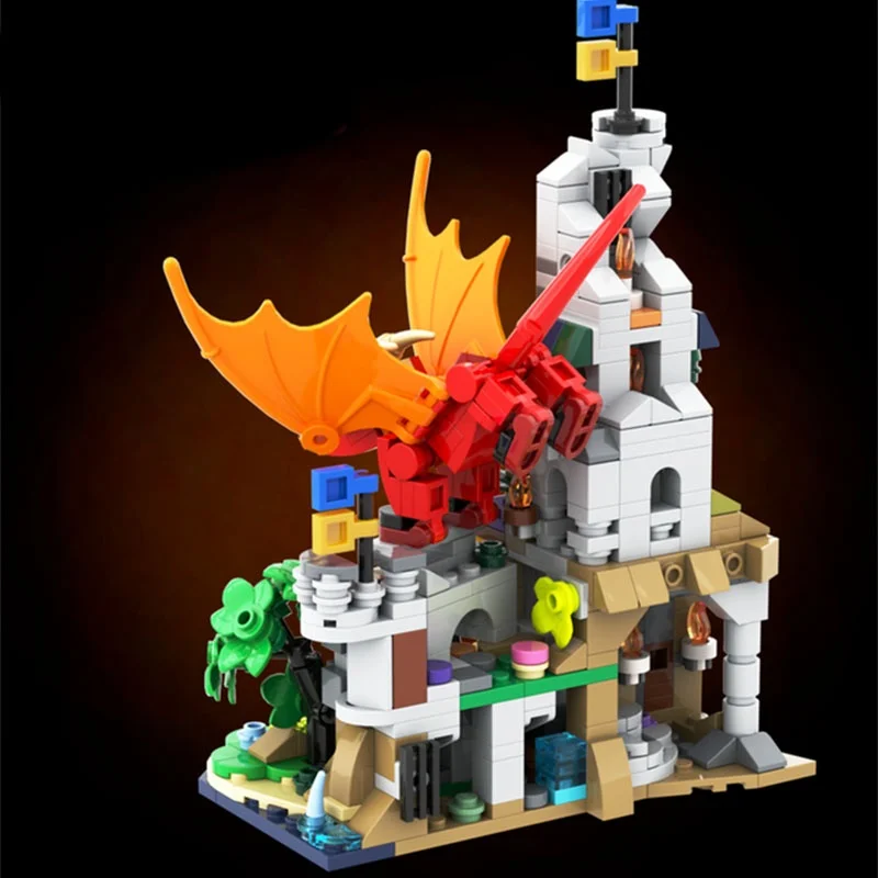 634 قطعة MOC الزنزانات الصغيرة التنين الأحمر نموذج اللبنات هدية الكريسماس العمارة فكرة الطوب الاطفال لعبة عيد ميلاد #5