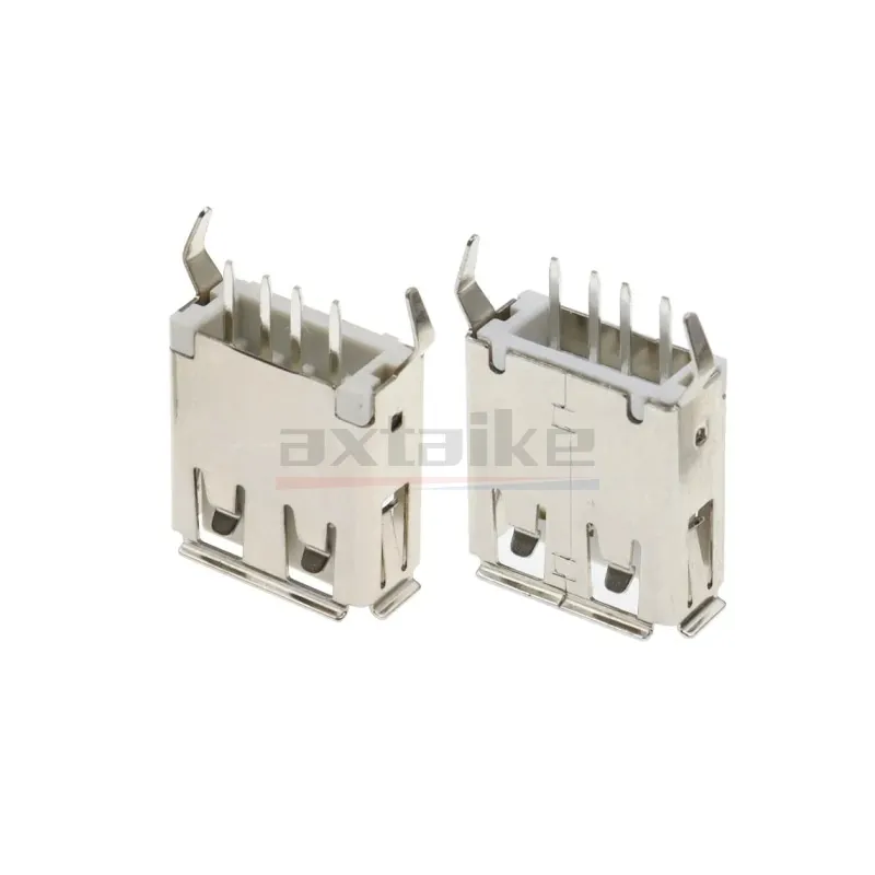 10PCS USB-AF 13.7MM 180 Degrees Vertical USB Type A Female Socket 4Pin USB Data Interface Sides Of The Curved Needle USB-A 2.0