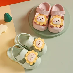 New Children's Slippers Summer for Girls and Boys Home Non-Slip Safe Beach Shoes Soft Soled Yellow-Sunflower Baby Sandals