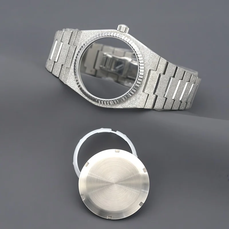 40mm Sparkle Sand Blasted Silver Watch Case & Matching Bracelet Stainless Steel Fit NH34 NH35 NH36 Automatic Watch Mod Parts