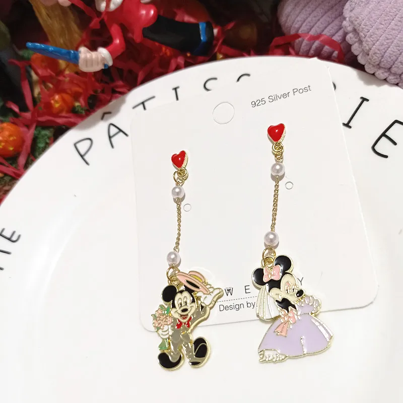 Disney Cartoon Mickey Earrings Asymmetrical Cute Mickey Mouse Earrings New Fashion Jewelry Accessories Gifts for Girls