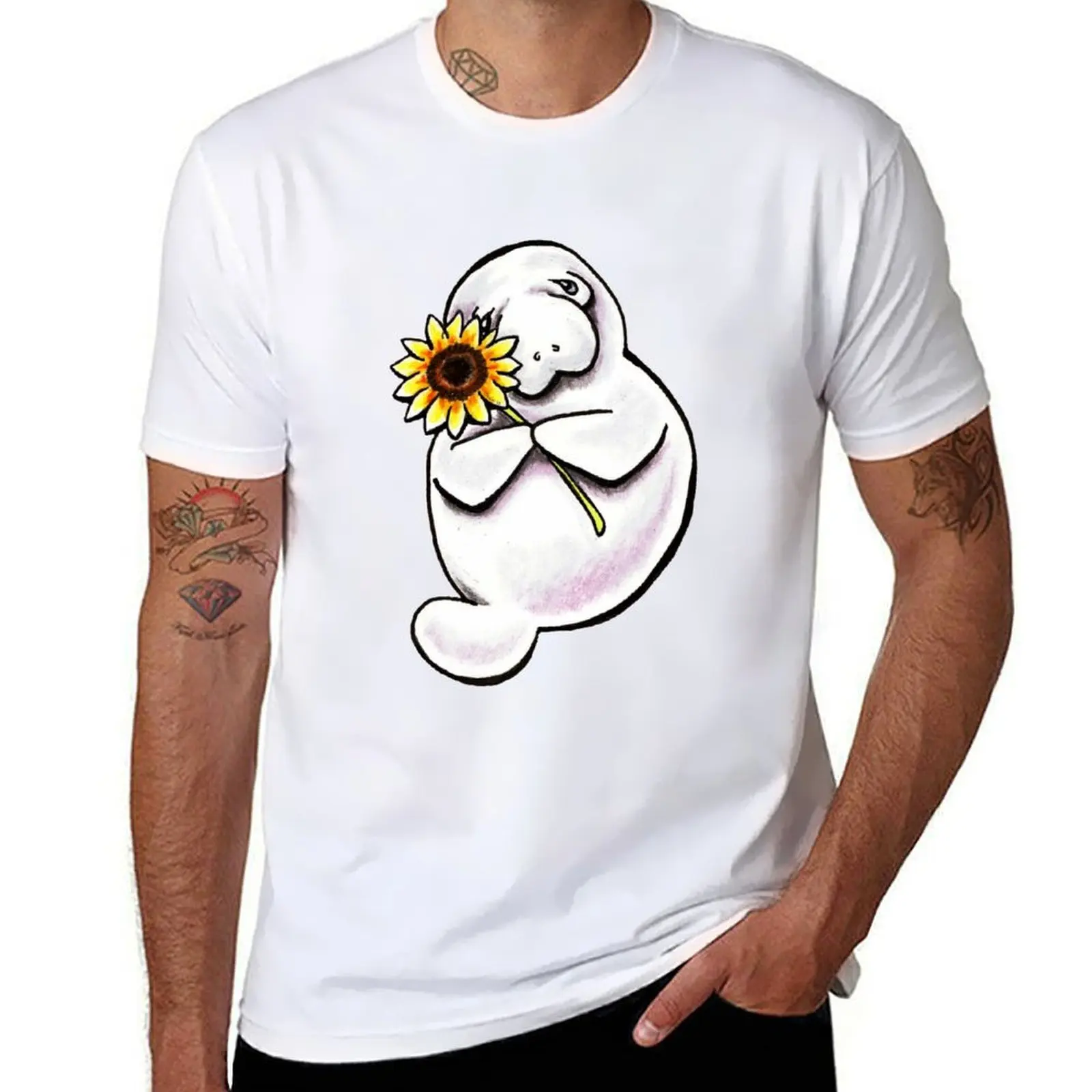 

Sunny Manatee T-Shirt man t shirt cotton t shirt men 100% cotton luxury brand T-Shirt
