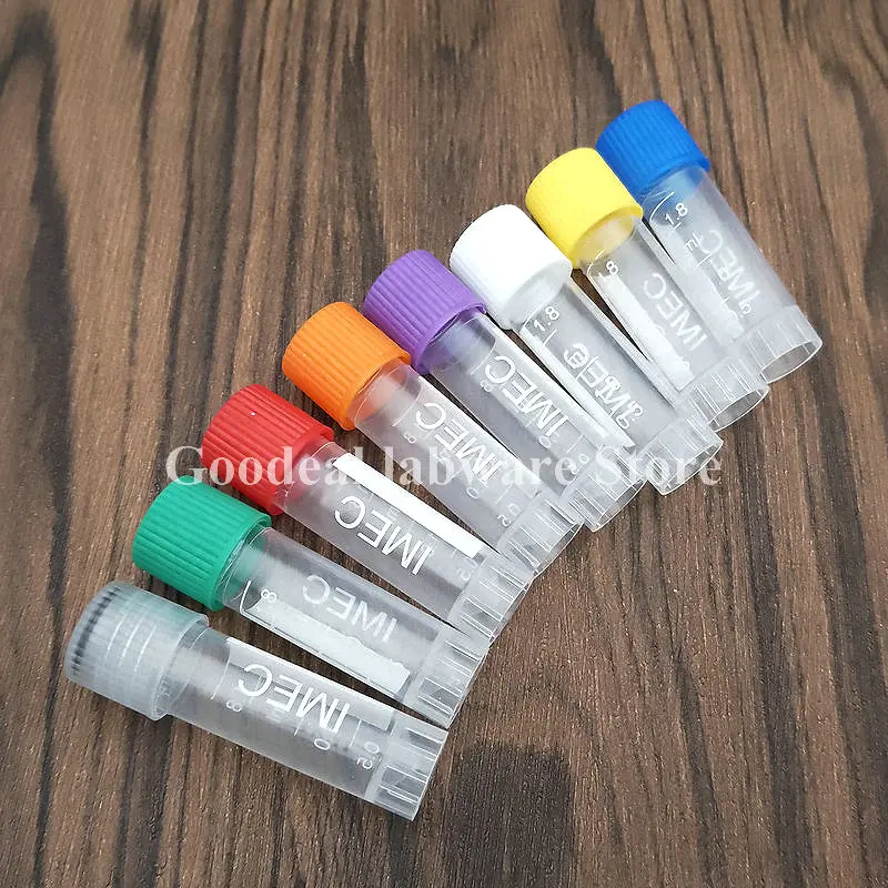 50pcs 1.8ml  Plastic Screw Mouth Freeze Pipe with Leakproof Washer,Transparent Graduated Cryovial,Reagent Storage Tube