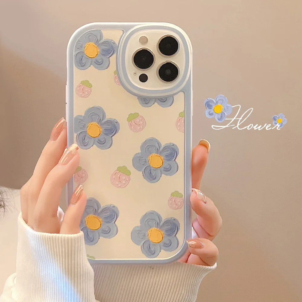 Cartoon cute for iphone15 case 11 12 14Pro max 13 Mini 7 8Plus SE 2020 XR XS X shockproof soft shell small floral case