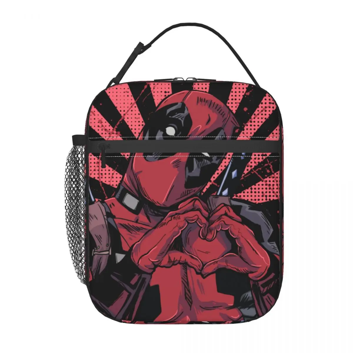 

Custom Deadpool Hand Heart Insulated Lunch Bag for Women Thermal Cooler Bento Box Kids School Children Portable Tote Bags