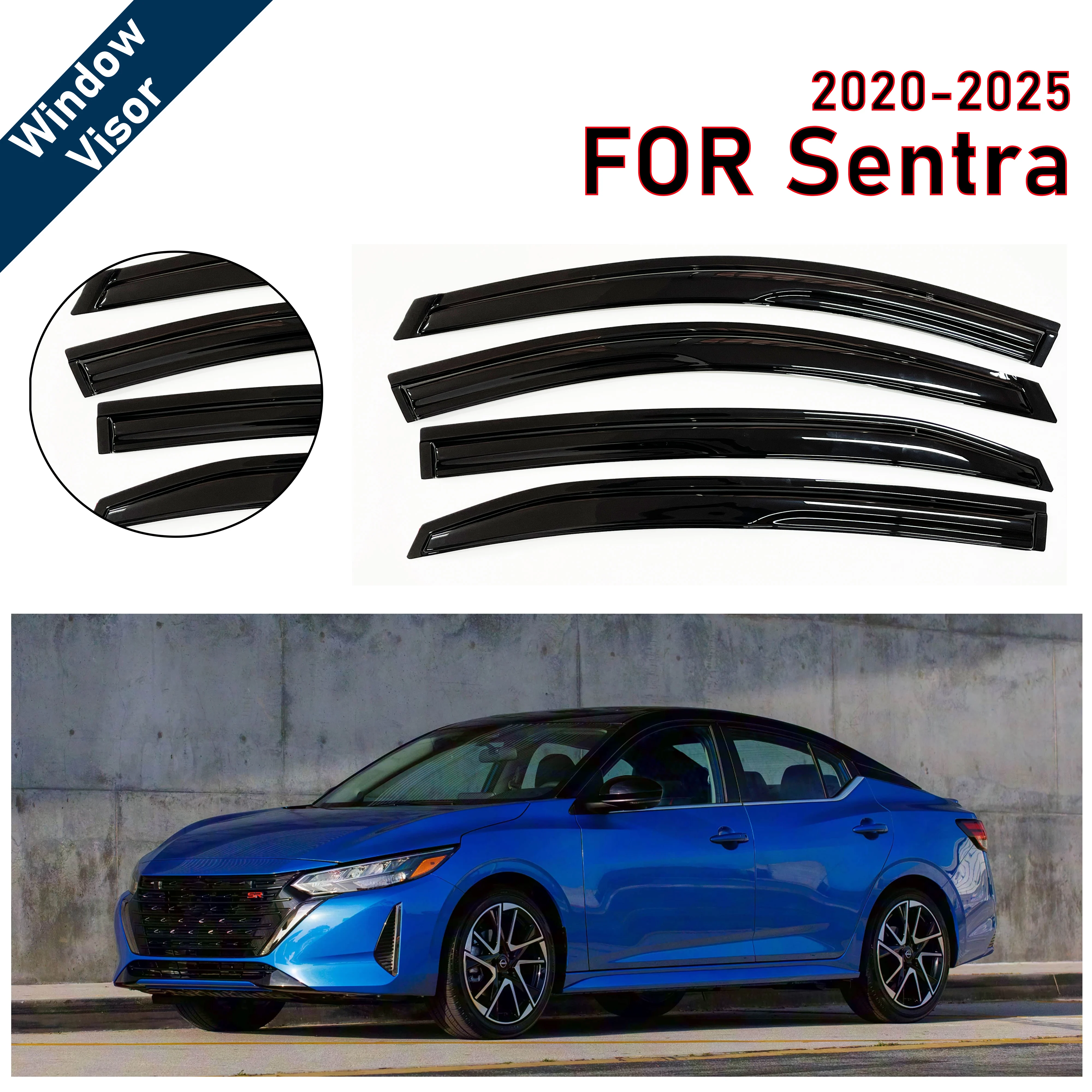 

Дефлекторы окон для Nissan Sentra/Sylphy 2020-2025 | 4 шт. ветровых дефлекторов для защиты от дождя | Аксессуар для защиты автомобиля от непогоды