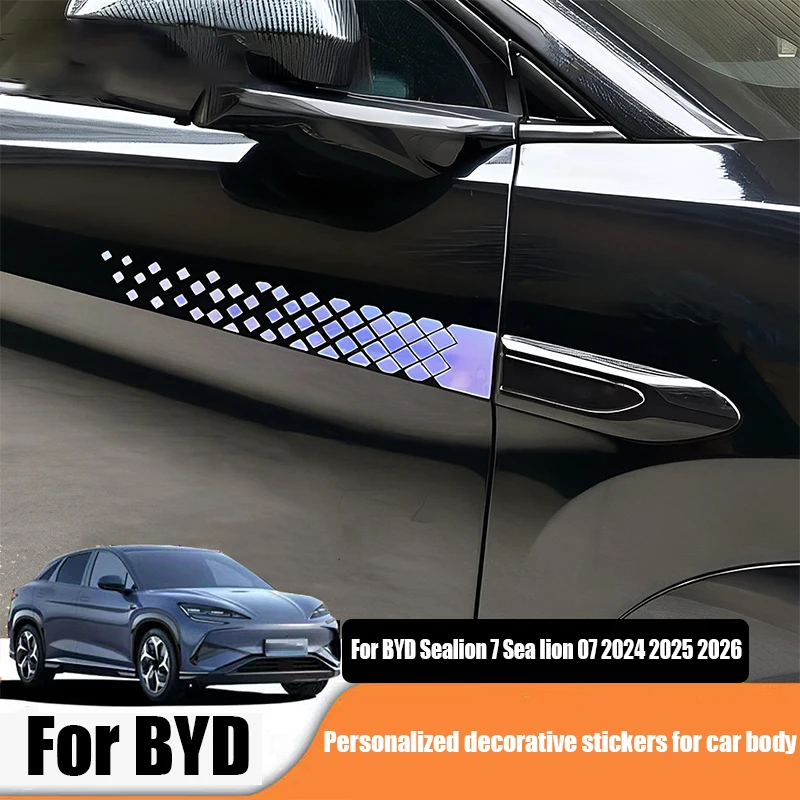 

Декоративная наклейка на кузов автомобиля BYD Sealion 7 Sea lion 07 EV 2024 2025 2026 с цветной лазерной пленкой в виде рыбьей чешуи