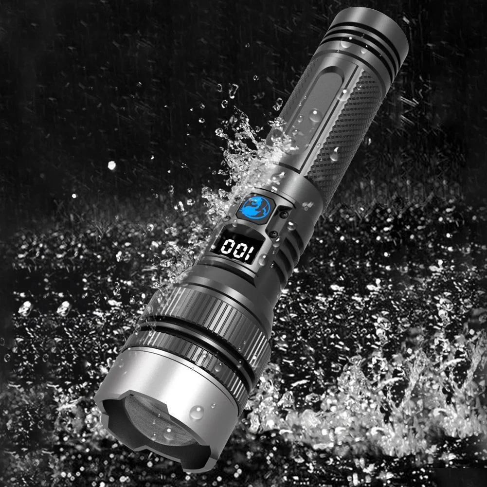 LED-Taschenlampe, wiederaufladbare Taschenlampe, 500 Lumen, zoombar, für Camping, Wandern, Outdoor, Notfall zu Hause