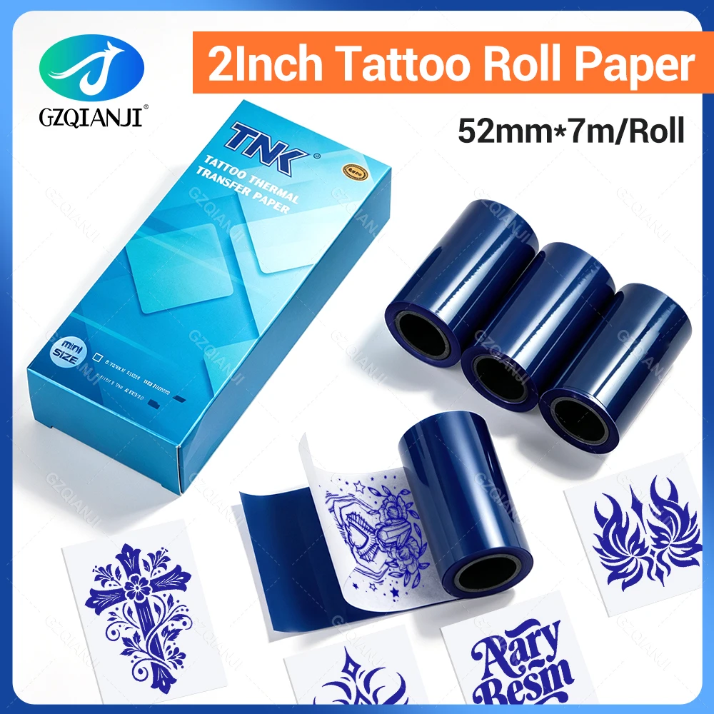 2 Inch 52mm Tattoo Tranfer Paper 1/4/8/12 Rolls Simple and Easy-to-Use for Portable Mini Tattoo Printer C50 DIY Tiny Tattoo Roll