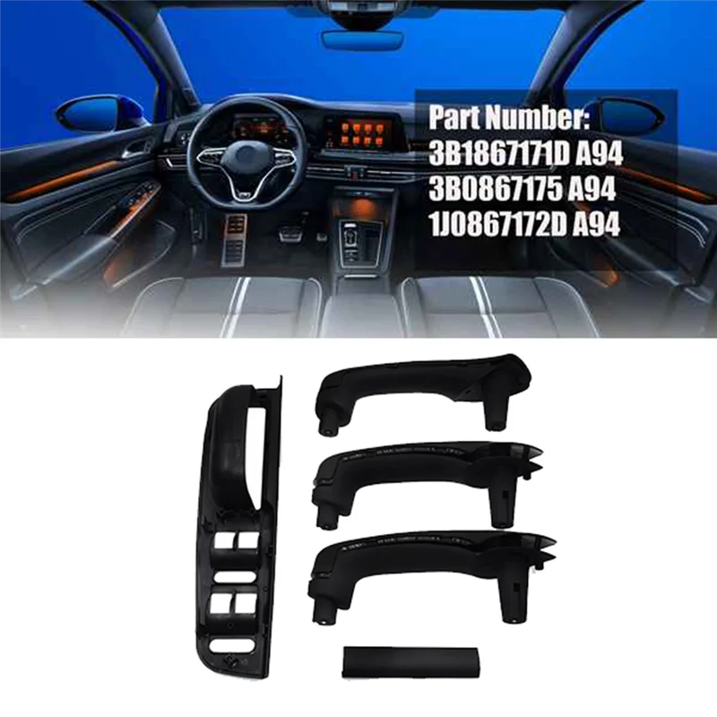 

NEW-5Pcs/Set Window Lift Switch Bezel Door Pull Grab For VW MK4 Jetta Golf 1998-2006 3B1867171E 1J1867179A Inner Door Trim
