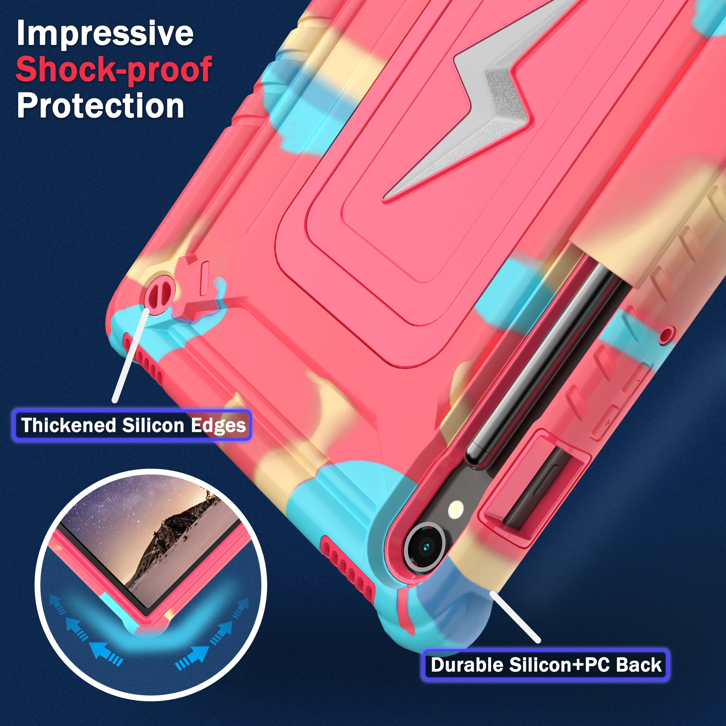 Case For Samsung Galaxy Tab S10 S9 FE S8 S7 Kids case With Foldable Bracket Protective Tablet Cover With Shoulder Straps